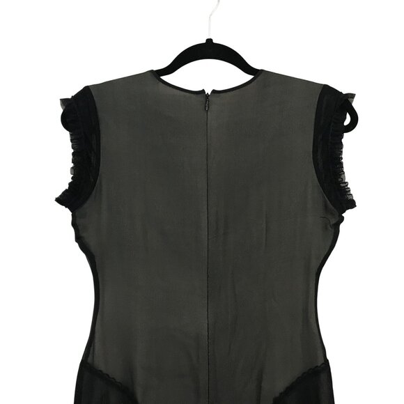Tabitha XS Black Sheer V-Neck Sleeveless 100% Silk Dress Elegant Anthropologie - Picture 10 of 11